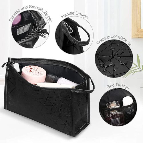 Cosmetic Bag with Zip, Lightweight Toiletry Bag, Makeup Bag, Waterproof Toiletry Bag, Cosmetic Organiser, Cosmetic Bag, Classic Travel Cosmetic Bag for Air Travel, Bathroom, Pack of 3, black, Unisex