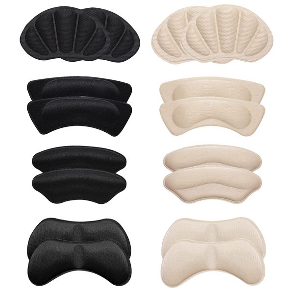 Molain Schuheinlagen Mehrfarbige High Heel Pads Protectors Cups Schmerzlinderung Kissen Griffe Filler für zu große Sneaker auf der Unterseite Rücken lose Fuß für Damen Herren Fußpflege (8 Paar)