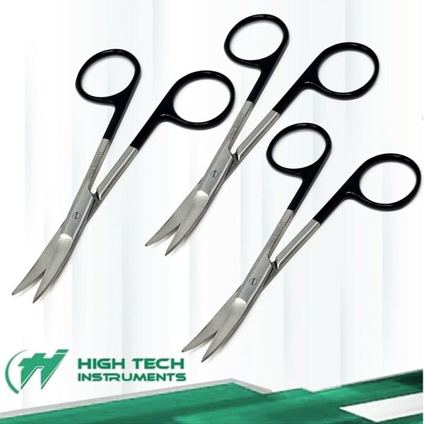 3PC Set SuperCut High Grade IRIS Scissors 4.5" Curved Dental Surgical Instrument