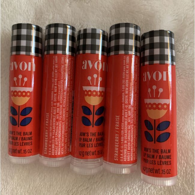 AVON STRAWBERRY Lip Balm ICONIC LIMITED EDITION MOTHER'S COLLECTION (LOT OF 5)❤️