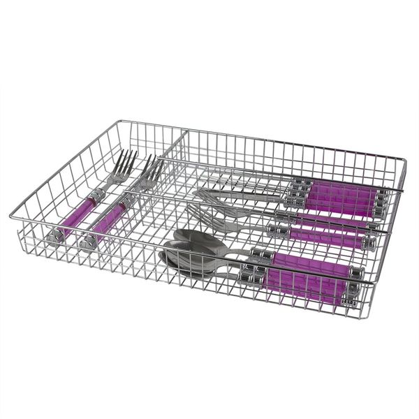 Home Basics Chrome Plated Steel Cutlery and Flatware Tray