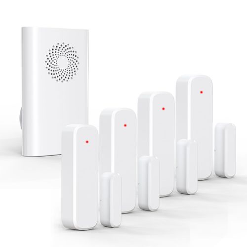 Wireless Door Chime, Door Open Sensor Alarm When Entry Business/Office/Store (500ft Range 51 Ringer Adjustable Volume) Home Alert Bell for Kid/Toddler Safety,1 Receiver +4 Sensors