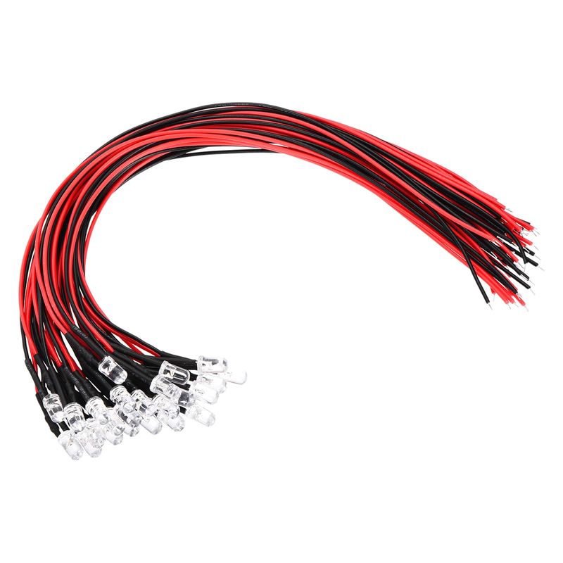 PATIKIL 24x Vorverdrahtete 3mm LED Warmweiß – 3–6 V DC, 20 MA, Mit Widerstand, Für RC & DIY