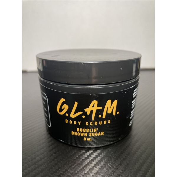 G.L.A.M. BODY SCRUBS Bubblin Brown Sugar 8 oz Jar GLAM Bath Scrub NEW