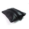 Soft Black Leather 4 Zips Key Holder Purse