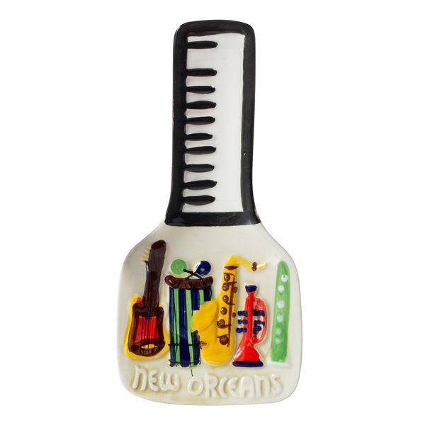 New Orleans Souvenir Instruments with Piano Keys Ceramic Spoon Rest