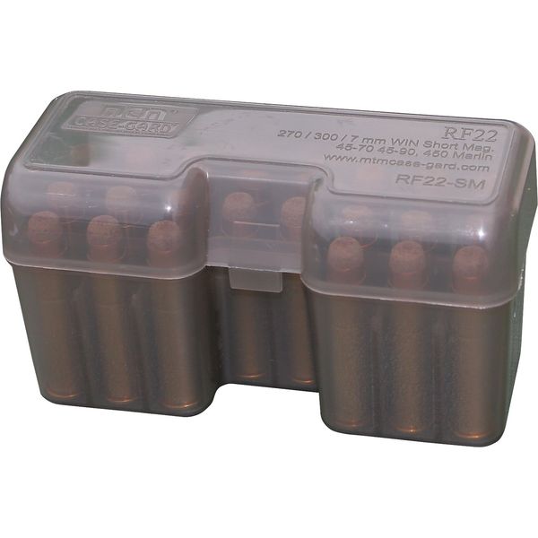 MTM 22 Round Flip-Top Rifle Ammo Box 270 WSM to 300 WSM, 45-70 (Clear Smoke)