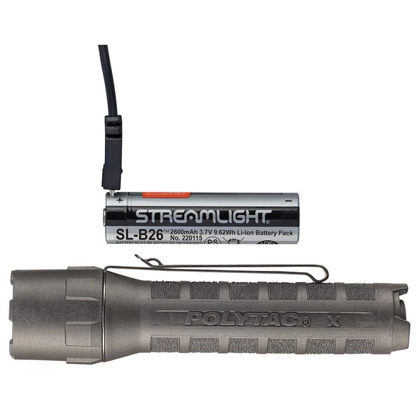 Streamlight 88613 PolyTac X USB 600-Lumen Multi-Fuel Professional Tactical Flashlight, Box, Black