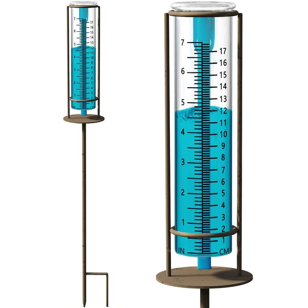 X-PREK New Upgrade Rain Gauge,Detachable Freeze Proof Glass Rain Guage Outdoor Decorative for Garden,Deck,Lawn,Landscape,Yard