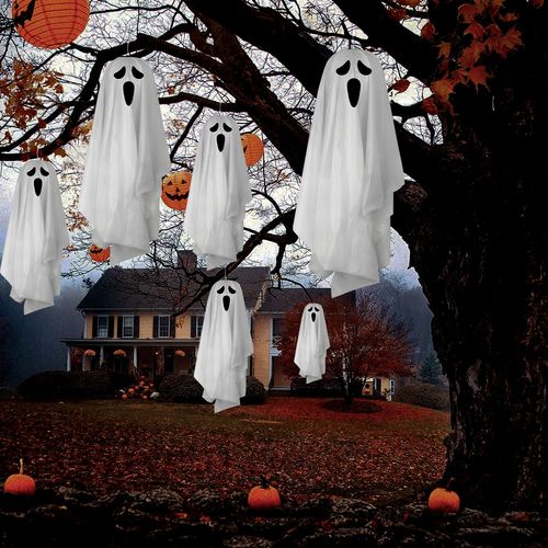 LED Hanging Ghost for Trees, Light Up Ghost Waterproof Hanging Décor, Halloween Tree Decorations for Home Patio Yard Lawn Tree Party Supplies