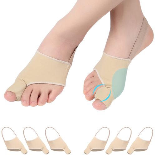 Eurtes Pack of 6 Hallux Valgus Toe Separators with Bunion Protection, Correction Bandage Socks Bunion Corrector with Non-Slip Belt and Gel Pads for Valgus Bunion (Pack of 6)