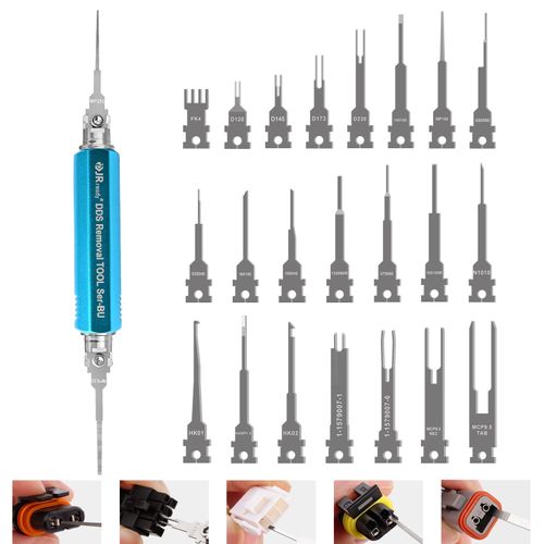 JRready ST5349 Pin Removal Tool Kit, 24PCS Replacement Pin Extractor Tools, Comprehensive Electrical Terminal Release Tool Set for Deutsch, AMP/TE, Molex, Delphi, JST, Harting Connectors