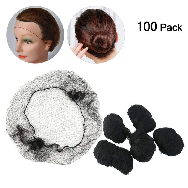 Tinksky 100pcs Hair Nets Invisible Elastic Edge Mesh Dress-up Accessories (Black)