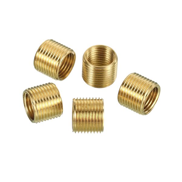 PATIKIL M12 to M10 Fine Thread Adapter Reducer Thread Reducing Nuts Insert, 5 Pack 10mm Threaded Hollow Tube Adapter Brass Coupler Connector Pipe Fitting