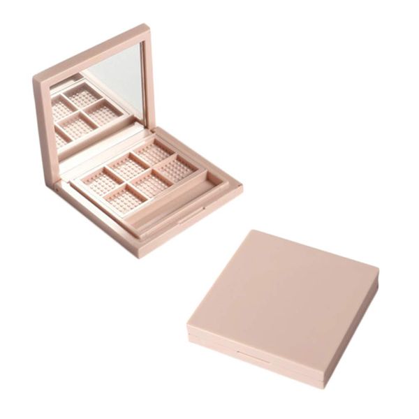 Frcolor 2Pcs Empty Makeup Palette Reusable 6 Grid Eyeshadow Case Container Box with Cosmetic Mirror DIY Lipstick Lip Gloss Powder Cosmetic (Pink)