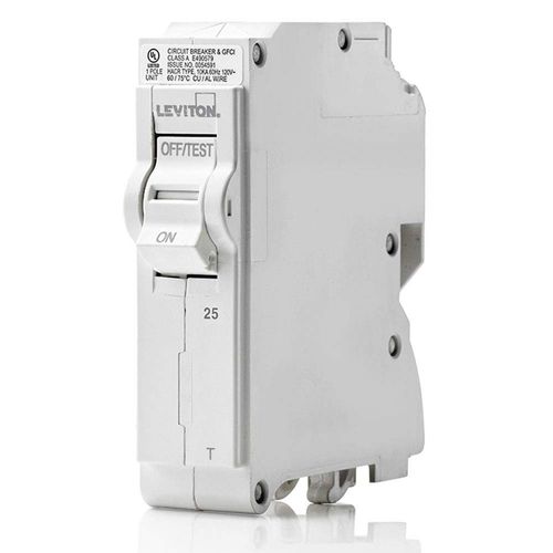 Leviton LB125-T 25A 1-Pole Plug-On Standard Branch Circuit Breaker, Thermal Magnetic, 120 VAC, White
