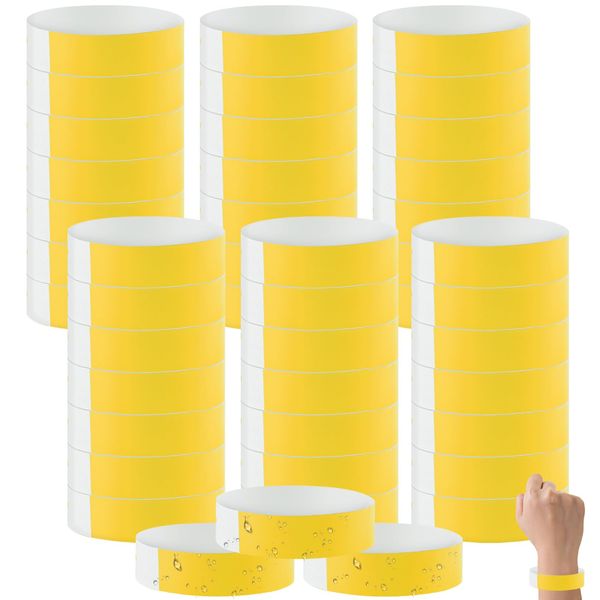 300 Stück Einlassbänder, Wasserdicht Eintrittsbänder, Festival Armbänder 250 x 20mm, Gelb Event Handgelenkband zur Kontrolle und Sicherheit bei Veranstaltungen und Events, für Partys Schule