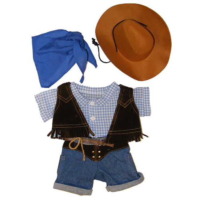 Cowboy w/Hat and Scarf Outfit Teddy Bear Clothes Fits Most 14 - 18 Build-A-Bear and Make Your Own Stuffed Animals