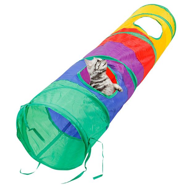 Rainbow Cat Tunnel Collapsible Pet Toys Play Tunnels for Cats Playing Toy