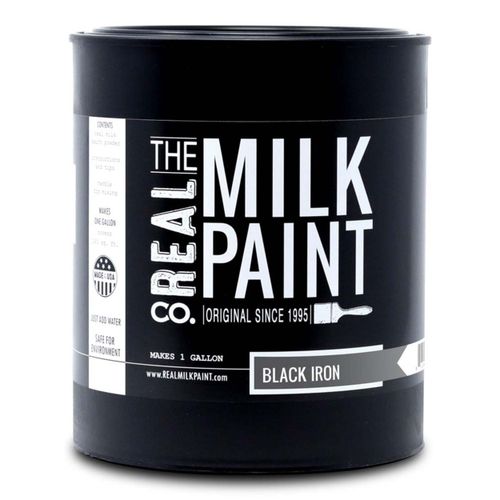 Real Milk Paint, Wood Paint for Furniture, Matte Paint for Cabinets, Walls, Brick, and Stone, Water Based Organic, No VOC, Black Iron, 1 Gallon