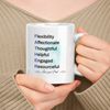 Gift For Dad 11oz, 15oz White Ceramic Mug - Fairness Authentic Tireless Helpful Engaged Resourceful