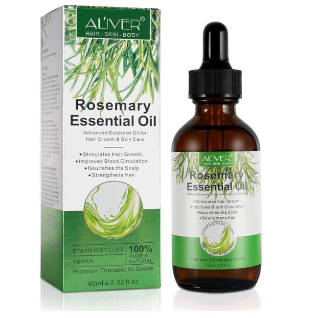 Aliver Essential Rosemary Oil 60 ml Pure Essential Oil for Eyelashes, Eyebrows Face Skin Care Body Massage Aromatherapy Hair Loss Treatment Nourishes The Scalp Improve Blood Circulation