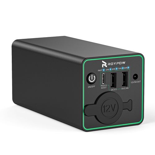 RoyPow 30W PD Portable Charger with 12V 10A Constant Voltage Cigarette Lighter Socket, 86.58Wh USB C Laptop Power Bank, 18W QC & 12V DC Battery Pack, Perfect for Dash Cam Astrophotography or Camping