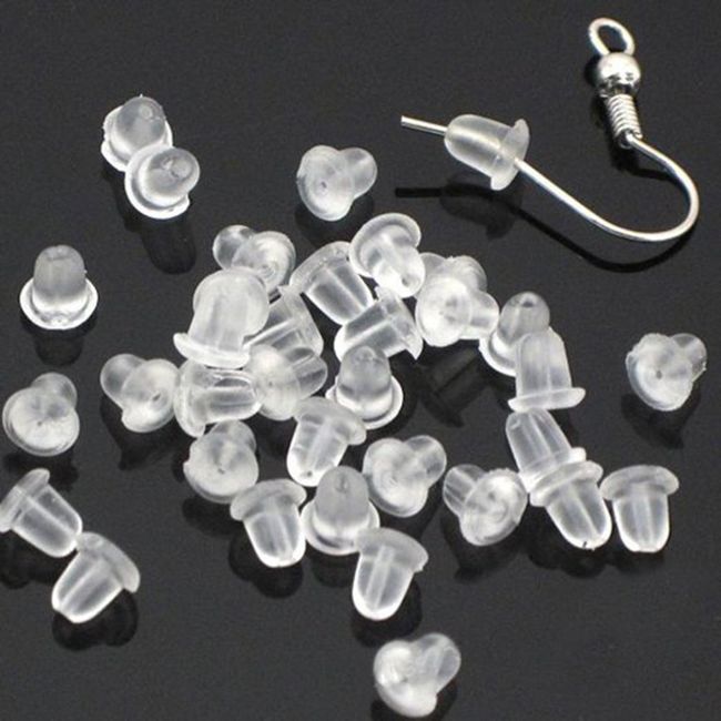 500 Pieces Clear Earring Backs Safety Rubber Earring Clutch Earring Pads for Women