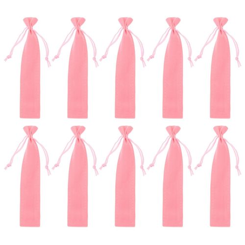 NOLITOY 20pcs Velvet Pen Pouch, Drawstring Pen Bag Soft Pencil Sleeve Bag for Student School Office Business Supplies Pink
