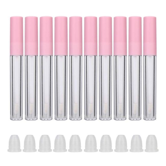 Dekaim Lipgloss Flasche, 10 Stück Nachfüllbare Lipgloss Flasche DIY Leere Lippenbalsam Tube Behälter Make-up Werkzeug Zubehör (2,5 Ml/Stk)(Rosa Abdeckung)