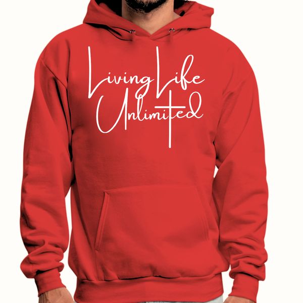 Mens Graphic Hoodie Living Life Unlimited - Red / 4XL