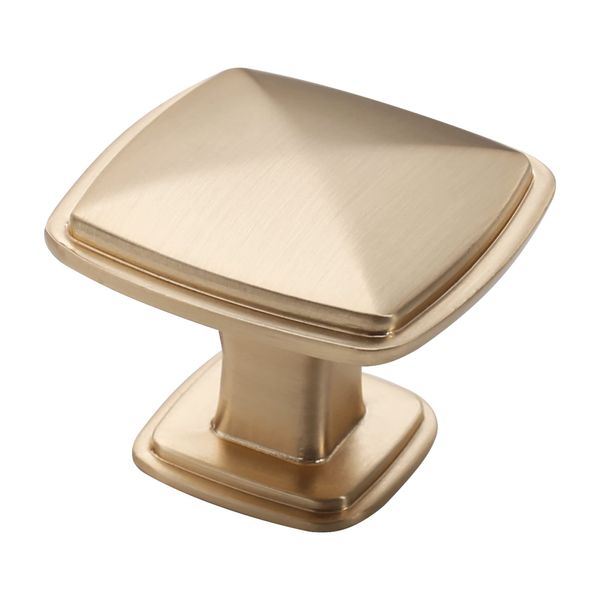 Alzassbg 10 Pack Brushed Brass Cabinet Knobs, 1.22 Inch(31mm) Length Kitchen Cabinet Hardware Square Knobs for Cupboard and Drawer AL6073BB