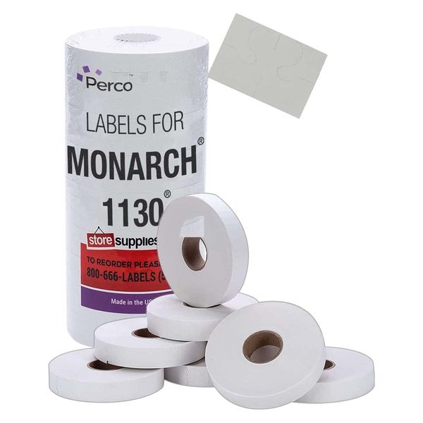 White Pricing Labels for Monarch 1130 Price Gun - Blank Marking Labels - with Ink Roll Included (1 Sleeve)