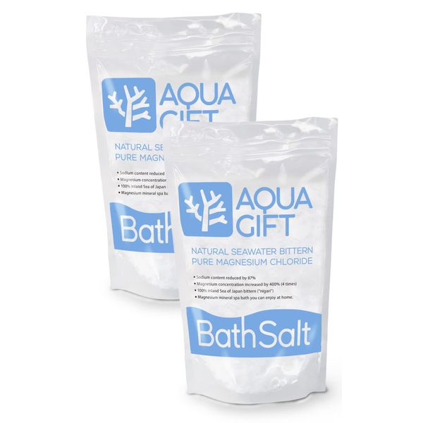 Bath Salt, Moisturizing Bath Salt, Aqua Gift, Set of 2, Made in Japan, Magnesium, Bath Cosmetics, 60 Doses, Includes Measuring Spoon