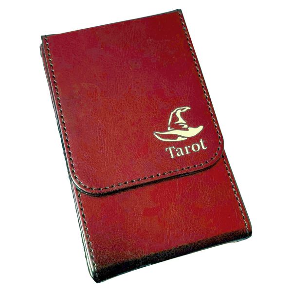 HAMILO PU Leather Tarot Card Storage Case with Magnetic Lid Tarot (Red)