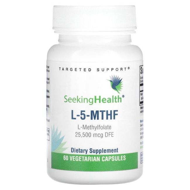 Seeking Health L-5-MTHF 25 500mcg DFE 60 Vegetarian Capsules, Basic