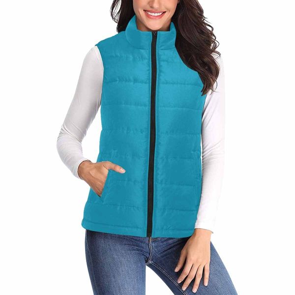 Womens Puffer Vest Jacket / Blue Green - M