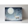 20x16 Minimalist  White Winter Deer Canvas Wall Art