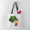CafePress Camping Tent And Campfire Polyester Tote Bag 16"x16"