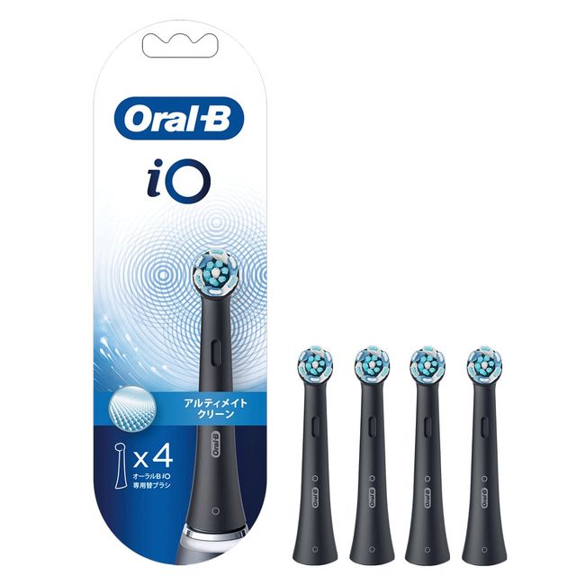 Braun Oral B iO Replacement Brush, Ultimate Clean, Black, 4 Pieces, For iORBCB-4EL iO Series