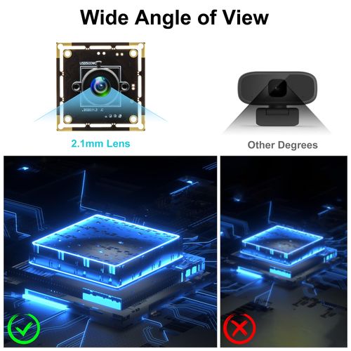 QILOVE 5MP USB Camera Module, 2.1mm Wide Angle Lens, Plug & Play USB 2.0 Industrial Webcam for Machine Vision, Industrial Inspection - Compatible with Windows 10/11, Linux, macOS, Raspberry Pi