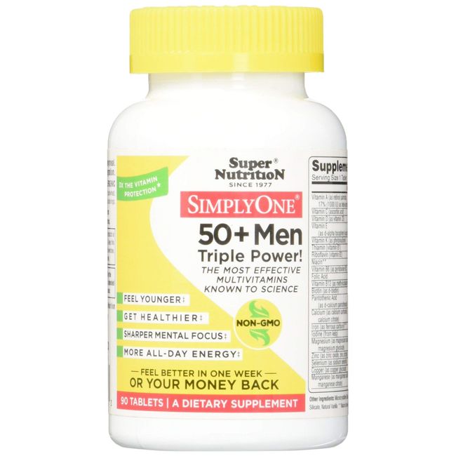 SuperNutrition, SimplyOne Multi-Vitamin for Men 50+, High-Potency, One/Day Tabelts, 90 Day Supply