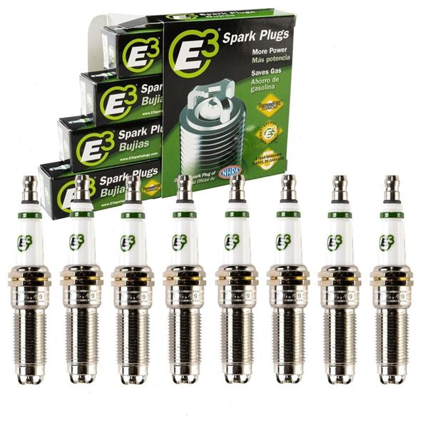 8 pc E3 Spark Plugs compatible with Chevrolet Corvette 6.2L V8 2014-2019