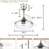 Retractable Ceiling Fan with Lights and Remote with APP Control, 3 Color Change,