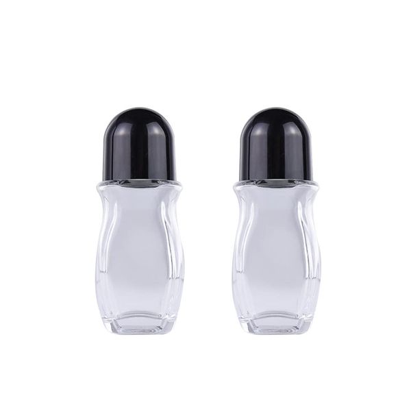 2PCS 30ml/1oz Deodorant Glass Roller Bottles with Plastic Roller Ball Empty Sample Vials for Essential Oils Leak-Proof Massage Roll On Bottles Containers