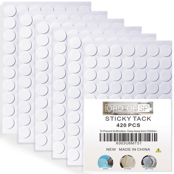 ORD OF SP Sticky Tack, 420pcs Strong Poster Putty (0.8in/20mm), Removable Museum Putty, No Trace Round Mounting Putty, Multipurpose Sticky Dots for Festival Decoration, DIY, Party Supplies