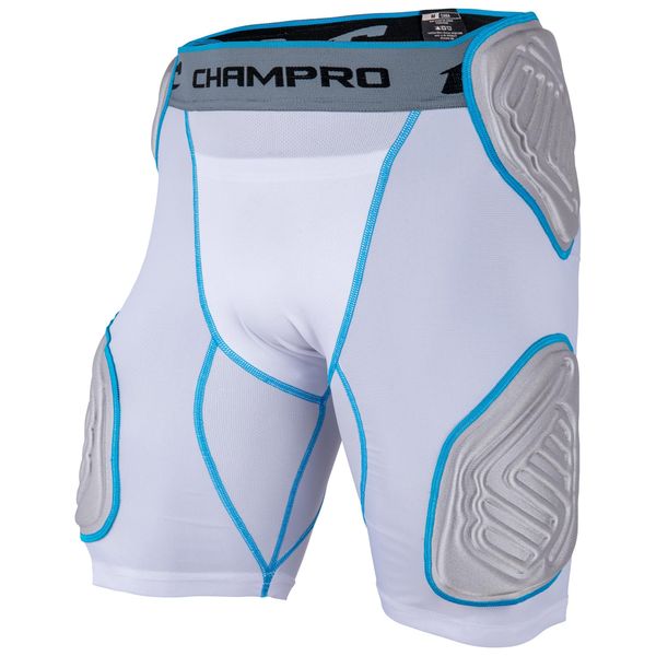 CHAMPRO Bull Rush 5-Pad Girdle , White , Grey Inset, Large
