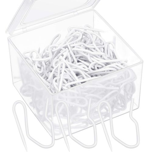 Shappy 120 Pack Drapery Hooks Pins for Curtains, Metal Pinch Pleat Hooks with Clear Box 1.2 Inch for Window Door and Shower Curtain(White)
