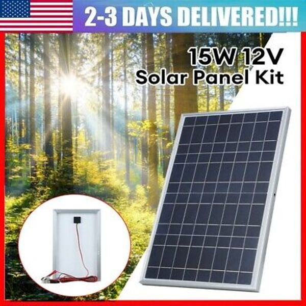 15W Solar Panel 12V Trickle Charger Maintainer Boat Car RV Battery Charger Kit