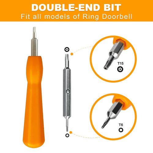 Doorbell Screwdriver Replacement, Screwdriver Kit 5 Types of Screws, Double-Ended T6 T15 Compatible with 2nd Video Doorbell, Doorbell 2, Pro and Elite, Doorbell Screwdrivers, for Battery Replacement